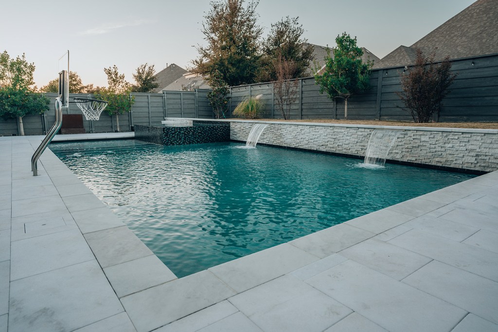 pool with basketball hoop new pool build prosper tx