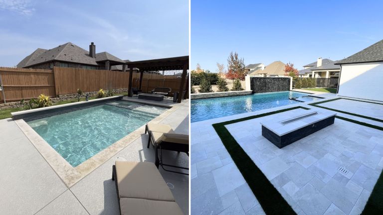comparison of pool flooring. pavers and concrete. dallas pool builders